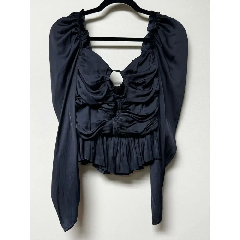 ULLA JOHNSON Mirelle Blouse, Noir, Black, Sz 8